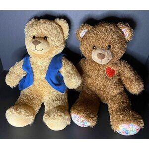 Lot of 2 Build A Bear Bears Hearts n Hugs Doodle Teddy Red Heart Plush BAB